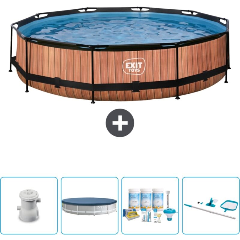 Piscine Ronde Structure Bois exit - 360 x 76 cm - Comprend des Accessoires CB21