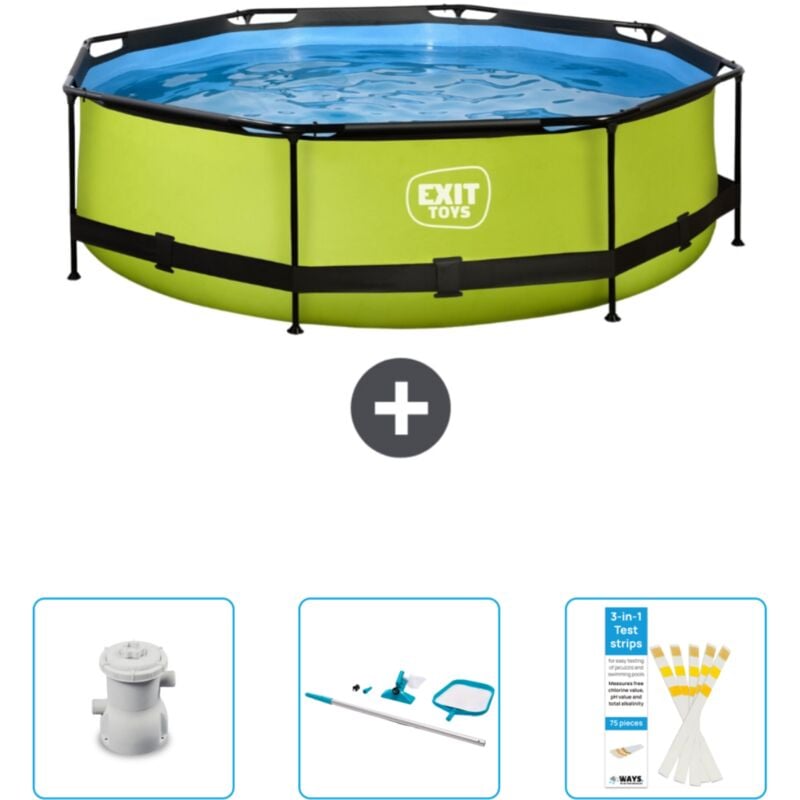 Piscine Ronde Structure Chaux EXIT - 300 x 76 cm - Comprend des Accessoires CB94