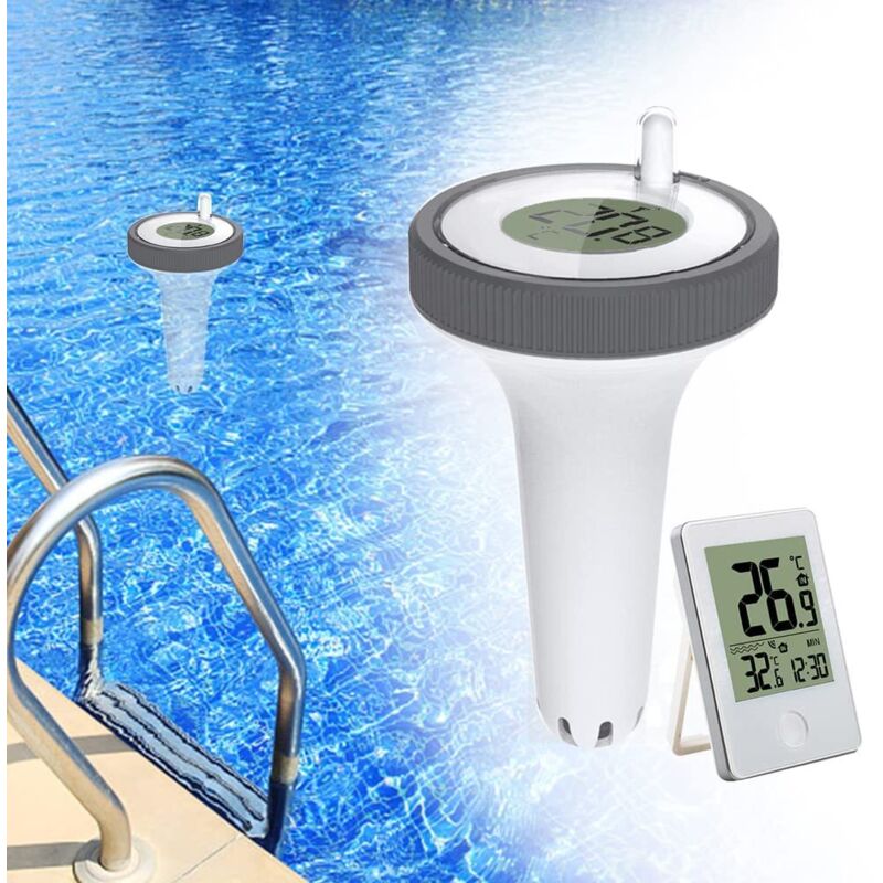 Jusch – Thermomètre de piscine numérique sans fil – Écran LCD – Plage de détection -40 à +70 ℃ – Flottant pour piscine, jacuzzi, aquarium