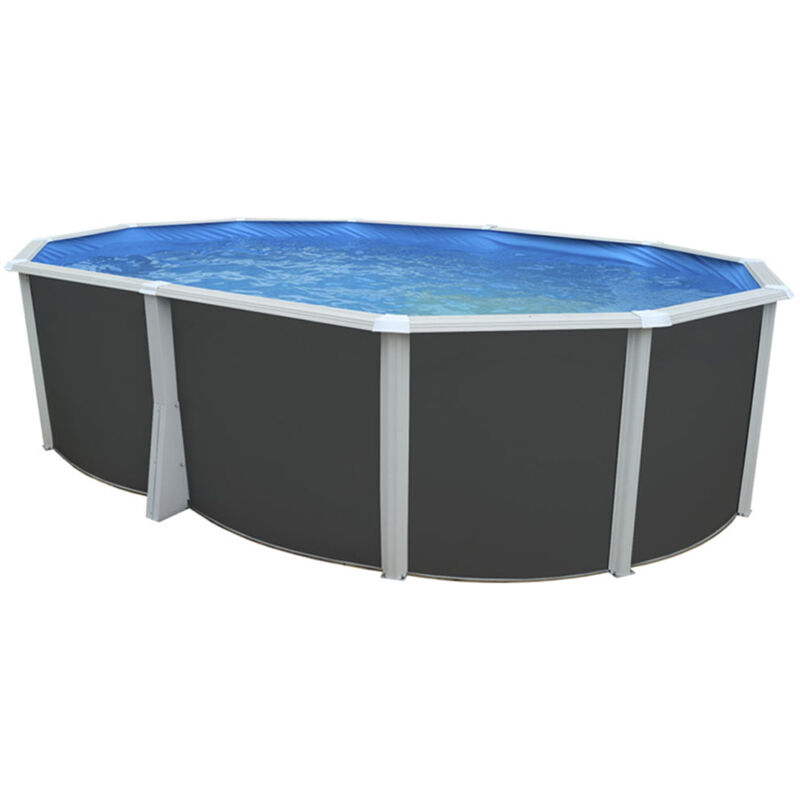 TOI - Kit piscine hors-sol acier anthracite ibiza compact ovale 550X366X132cm filtre à sable