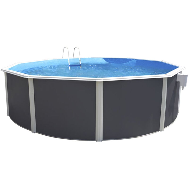 Kit piscine hors-sol acier TOI anthracite prestigio 120 ronde Ø550x120cm filtre à sable