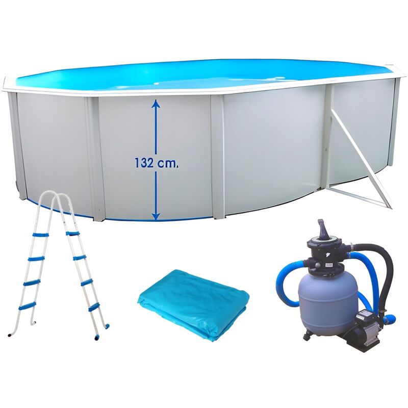 Piscine hors-sol acier TOI magnum compact ovale 550x366x132cm filtre 3.6mh/3