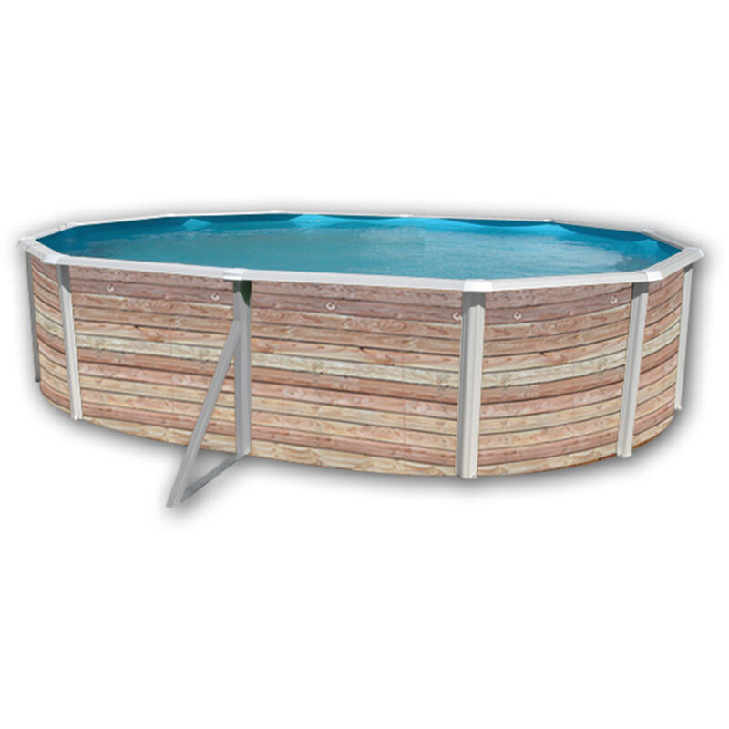 Kit piscine hors-sol acier TOI pinus ovale décoration bois 5.50 x 3.66 x 1.20m