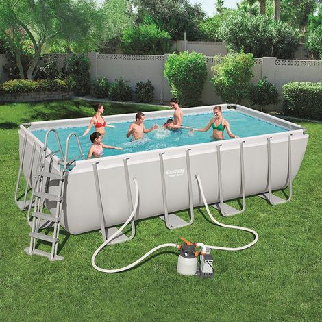 Kit piscine rectangulaire power steel frame - 488 x 244 x 122 cm - Gris - Livraison gratuite