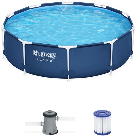 Piscine tubulaire BESTWAY - Connemara Ø3,05m bleue - piscine ronde Ø3,05m avec pompe de filtration, piscine hors sol, armature acier