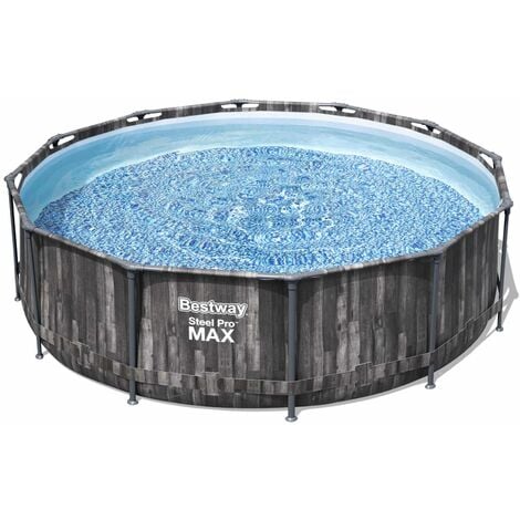Piscine tubulaire BESTWAY - Opalite grise - aspect bois, piscine ronde Ø3,6m avec pompe de filtration, piscine hors sol, armature acier - Gris
