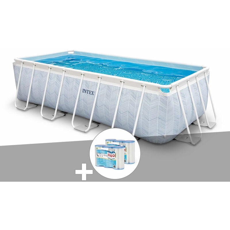Intex - Kit piscine tubulaire Chevron rectangulaire 4,00 x 2,00 x 1,00 m + 6 cartouches de filtration