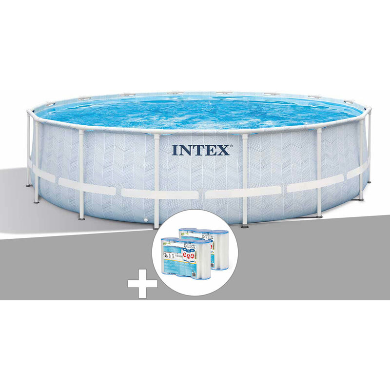 Intex - Kit piscine tubulaire Chevron ronde 4,88 x 1,22 m + 6 cartouches de filtration