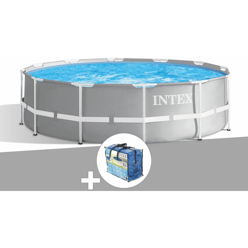 Intex - Kit piscine tubulaire Prism Frame ronde 3,66 x 1,22 m + Bâche à bulles