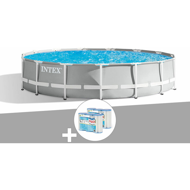 Kit piscine tubulaire Intex Prism Frame ronde 4,57 x 1,07 m + 6 cartouches de filtration