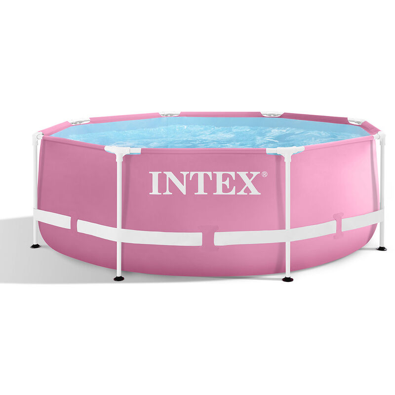 Intex - Piscine tubulaire Metal Frame Pink ronde 2,44 x 0,76 m (avec filtration)