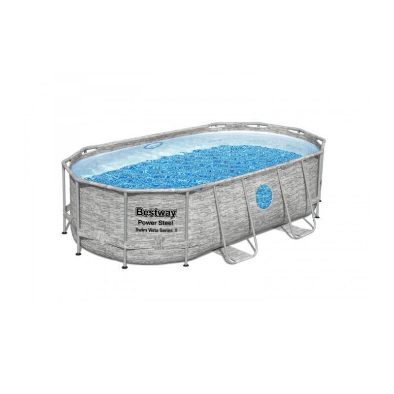 Ramroxx - bestway Piscine hors sol ovale Power Steel Swim Vista pierres 427x250x100cm