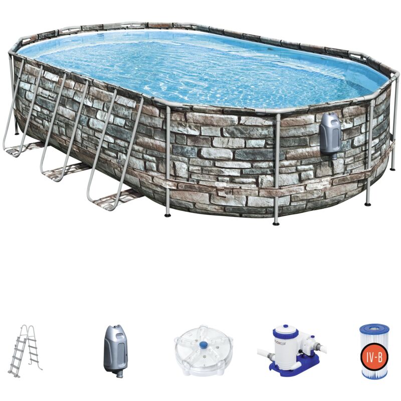 Bestway - Piscine hors sol ovale Power Steel Comfort Jet 610 x 366 x 122 cm