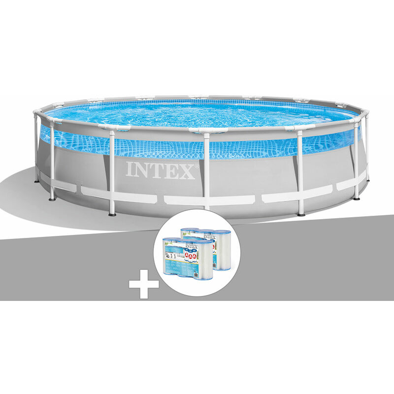 Kit piscine tubulaire Intex Prism Frame Clearview ronde 4,27 x 1,07 m + 6 cartouches de filtration