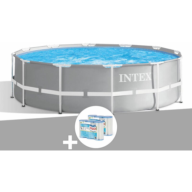 Kit piscine tubulaire Intex Prism Frame ronde 3,66 x 0,99 m + 6 cartouches de filtration