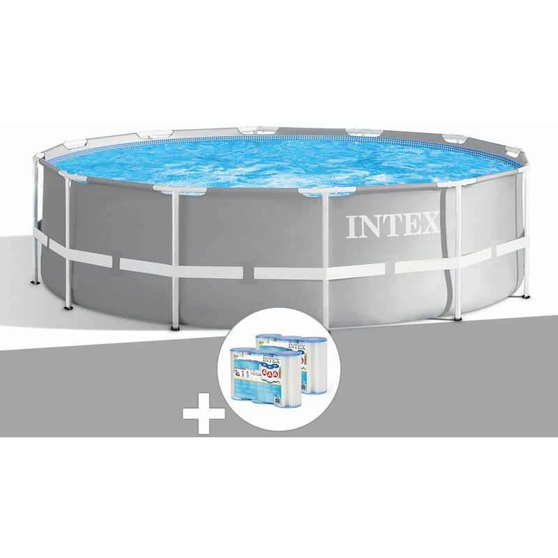 Intex - Kit piscine tubulaire Prism Frame ronde 3,66 x 0,99 m + 6 cartouches de filtration