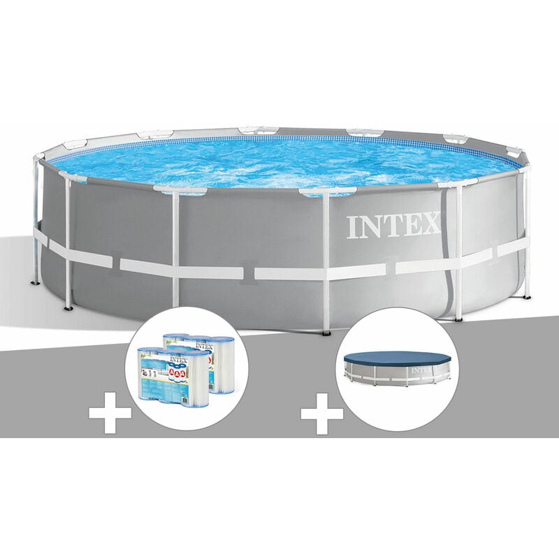 Kit piscine tubulaire Intex Prism Frame ronde 3,66 x 0,99 m + 6 cartouches de filtration + Bâche de protection