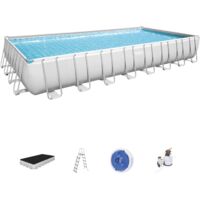 Piscine tubulaire rectangle power steel frame pools 9.56 x 4.88 x h.132m