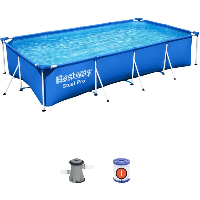 Piscine hors sol rectangle Steel Pro 400 x 211 x 81 cm bleu clair - Bestway