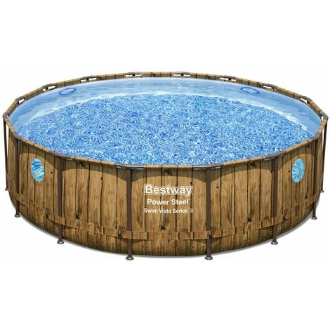 BESTWAY Piscine tubulaire ronde aspect bois POWER STEEL SWIM VISTA