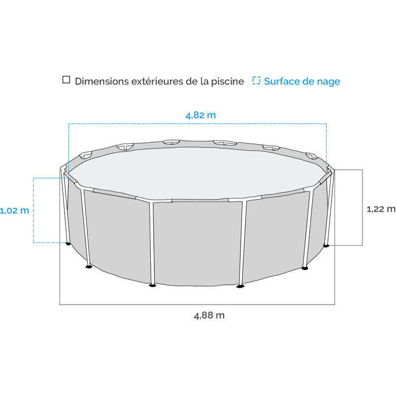 Piscine Tubulaire Ronde Bestway Power Steel Swim Vista 488 X 122m