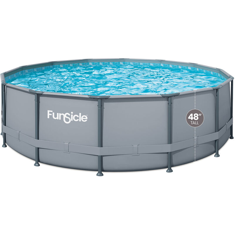 Funsicle - Piscine tubulaire ronde gris uni Ø4,57m x h1,22m Gris uni Gris uni