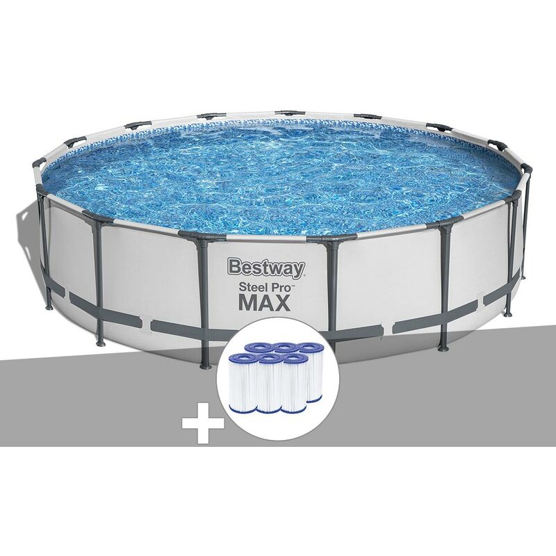 Bestway - Kit piscine tubulaire Steel Pro Max ronde 4,57 x 1,07 m + 6 cartouches de filtration