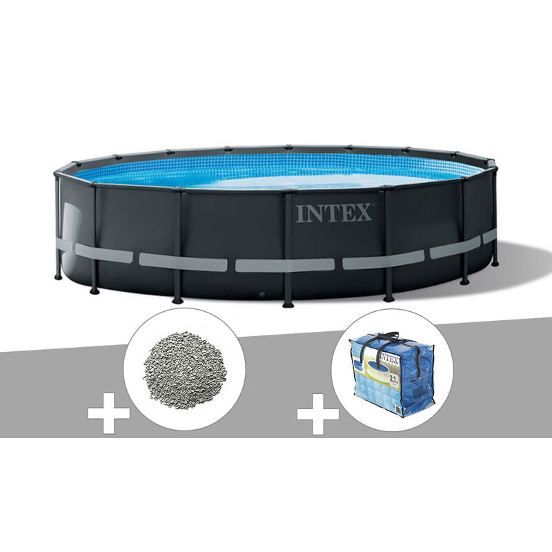 Kit piscine tubulaire Intex Ultra XTR Frame ronde 4,88 x 1,22 m + Bâche à bulles + 20 kg de zéolite