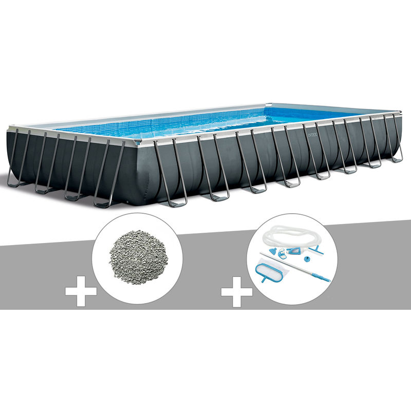 Intex - Kit piscine tubulaire Ultra xtr Frame rectangulaire 9,75 x 4,88 x 1,32 m + 20 kg de zéolite + Kit d'entretien