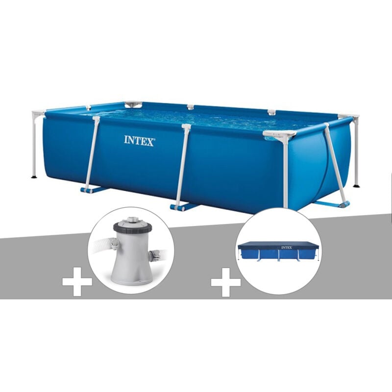 Intex - Kit piscine tubulaire rectangulaire 3,00 x 2,00 x 0,75 m + Filtration à cartouche + Bâche de protection