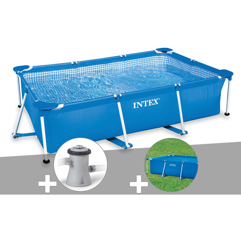 Intex - Kit piscine tubulaire rectangulaire 3,00 x 2,00 x 0,75 m + Filtration à cartouche + Bâche à bulles