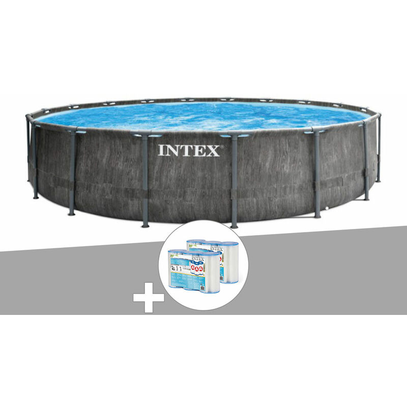 Intex - Kit piscine tubulaire Baltik ronde 4,57 x 1,22 m + 6 cartouches de filtration