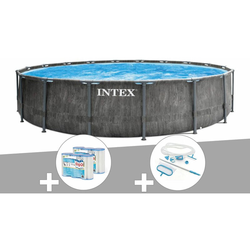 Intex - Kit piscine tubulaire Baltik ronde 5,49 x 1,22 m + 6 cartouches de filtration + Kit d'entretien