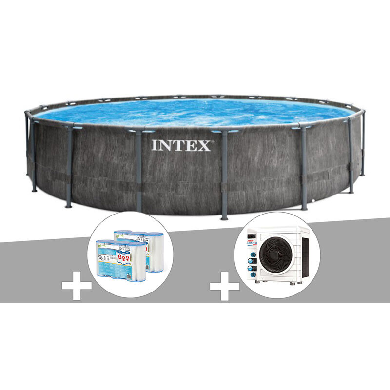 Intex - Kit piscine tubulaire Baltik ronde 5,49 x 1,22 m + 6 cartouches de filtration + Pompe à chaleur