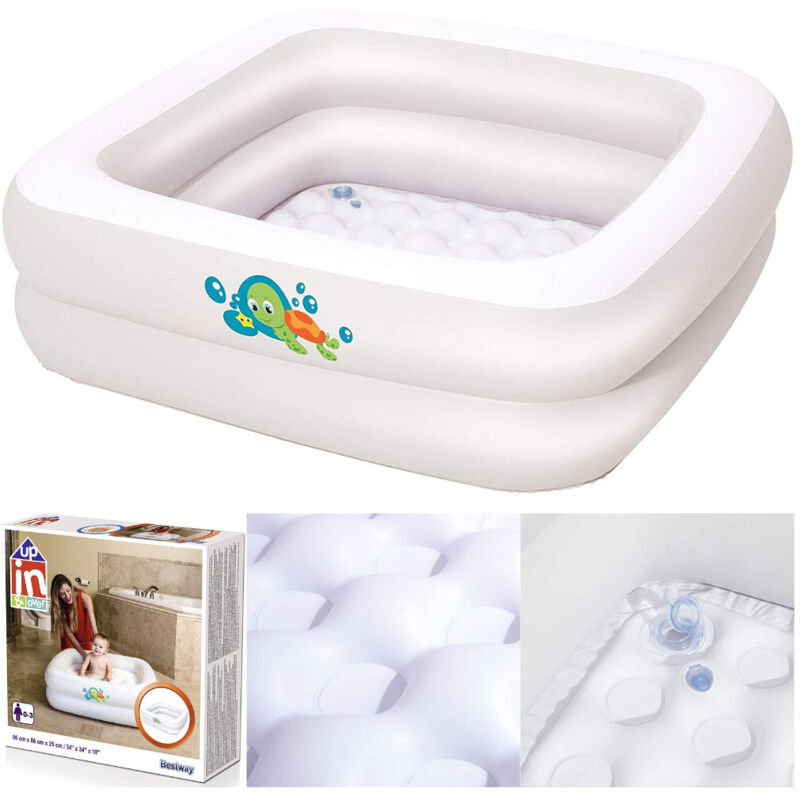 Trade Shop - Piscinetta Bagnetto Gonfiabile Per Bambini Portatile 86X86X25 Cm Viaggio 51116 -