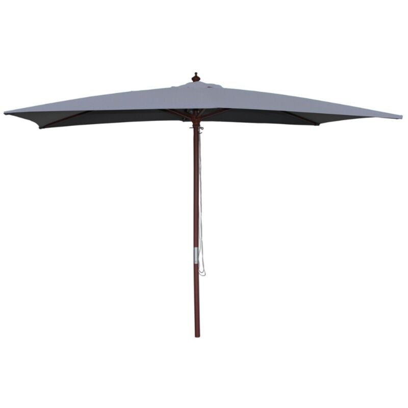 Pise - Parasol rectangulaire droit 3x2 gris en bois