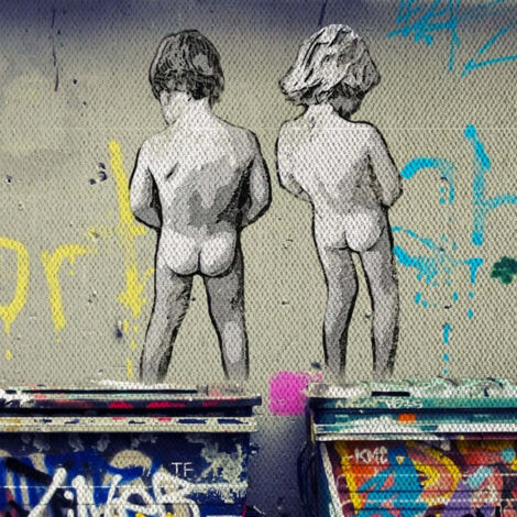 Pissing -  Quadro Canvas Contemporaneo su telaio in legno - Misura: 140x100 cm