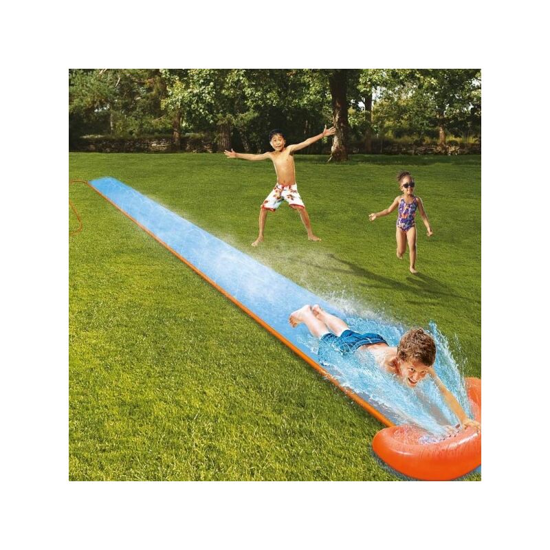 Tobogán Acuático De Jardín Pista 5,49 M Rampa De Lanzamiento Y Rociador 1 Plaza -