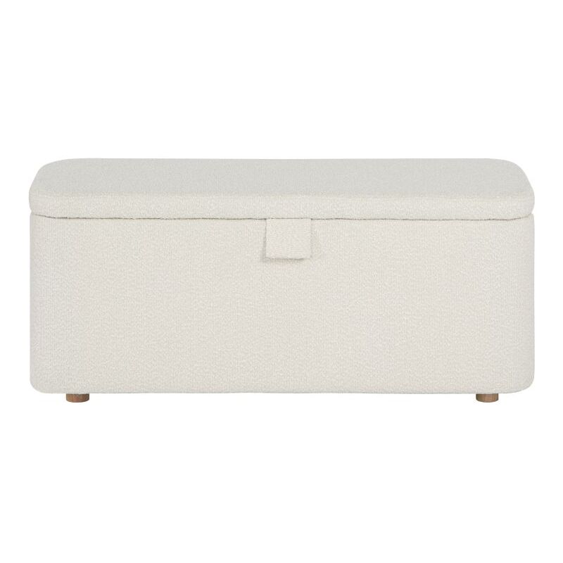 Loungitude - pistache - Bout de lit avec rangement en tissu bouclette - Blanc