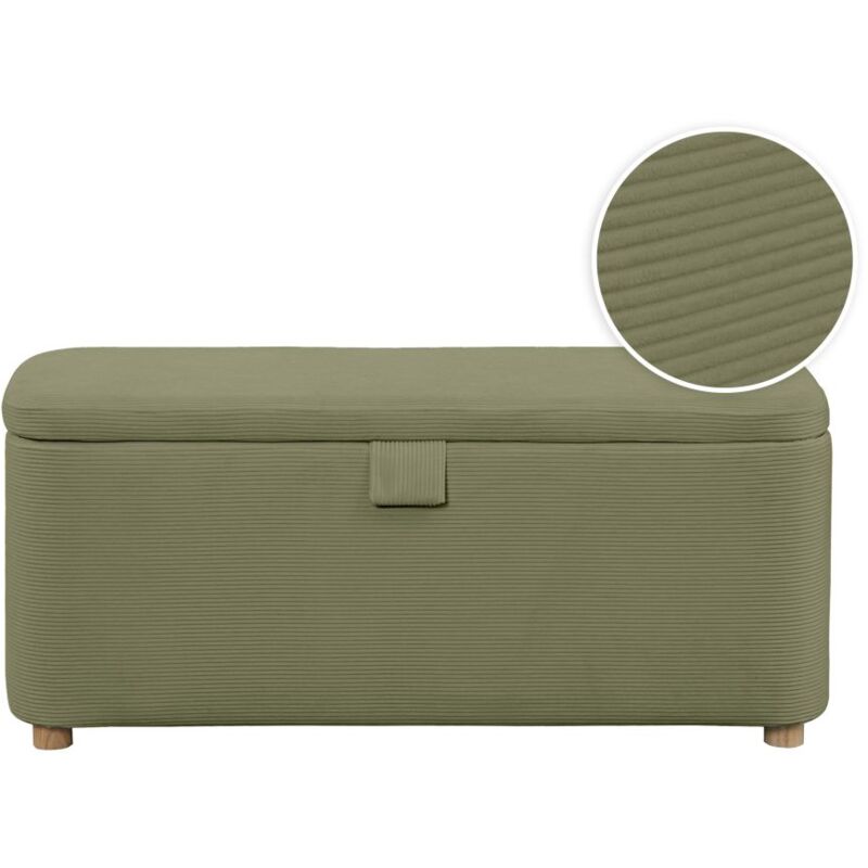 PISTACHE - Bout de lit avec rangement en velours côtelé - Vert foncé