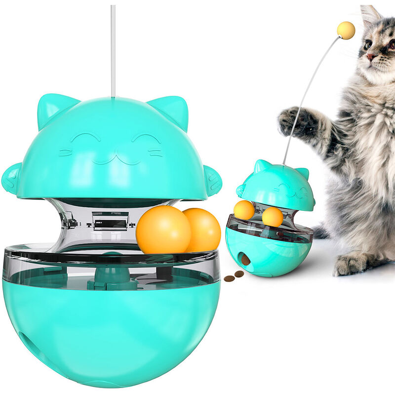 

Pistas comida para gatos dispensacion gato Bola Tumbler Treat bola alimentador del gato del circulo de la pista con el movimiento de las bolas por