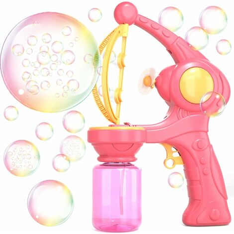 Pistola a Bolle per Ragazze, Pistola a Bolle Automatica, Mitragliatrice a Bolle per Bambine, Giocattolo Regalo per Feste Estive al Coperto per 3 4 5 6 Anni Rosa