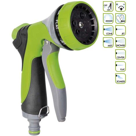 Pistola a doccia Verdemax per irrigazione in alluminio 7 getti Verde [9513]
