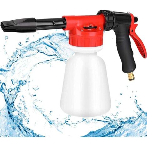Pistola a schiuma, spruzzatore di schiuma da 1 l, pistola a spruzzo regolabile per erogatore di sapone collegato al tubo da giardino universale, per tubo da giardino, lavaggio auto