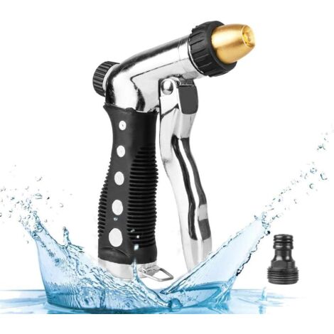 Pistola a spruzzo ad alta pressione per giardino, spruzzatore da giardino con flusso d'acqua regolabile e ugello in ottone per lavaggio auto/irrigazione giardino/docce per animali domestici