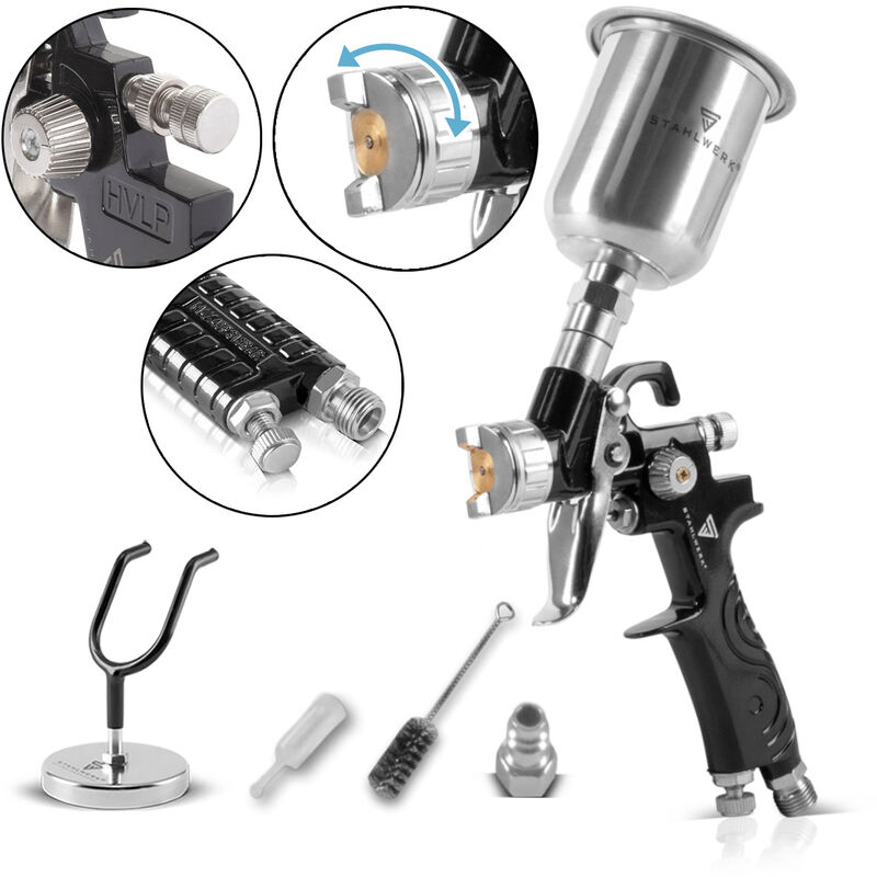 Pistola A Spruzzo HVLP JNNJ Con Ugello In Rame 1,0mm – Alimentazione A Gravità – Regolatore D'Aria - 4