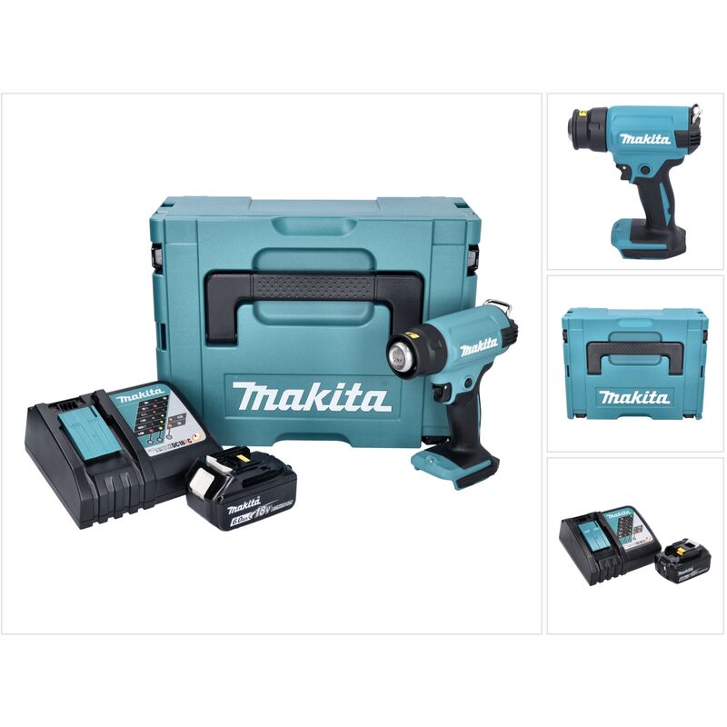Makita - Pistola ad aria calda a batteria dhg 180 RG1J 550°C 18V + 1x batteria 6.0Ah + caricabatterie + valigetta Makpac