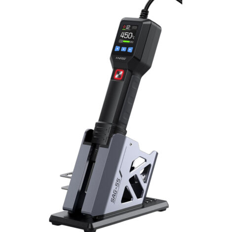 Pistola de aire caliente miniatura SAG-55 de 550 W con soporte, herramienta de soldadura y reparación BGA con pantalla LCD digital y secador de pelo.