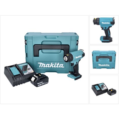 Pistola de aire caliente sin cable Makita DHG 180 RG1J 550°C 18V + 1x Batería 6.0Ah + Cargador + Maletín Makpac