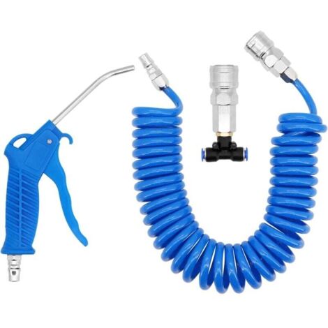 Pistola de aire comprimido KZQ azul con manguera de 5 metros, ideal para camiones, furgonetas y camiones pesados.